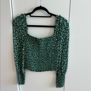 Reformation Green Floral Blouse